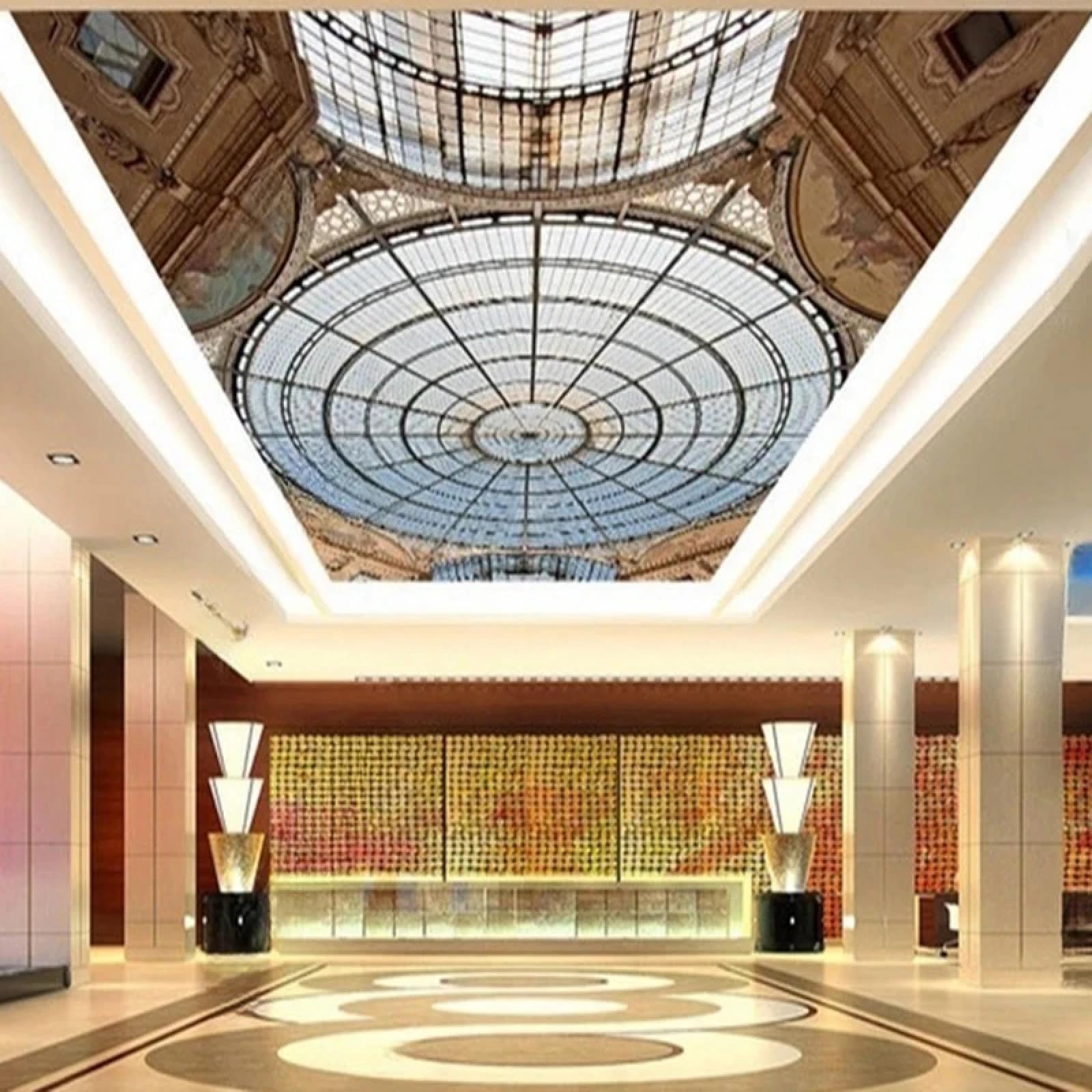 XINRUYI 3D Ceiling Mural Wallpaper with Classical Architectural Patterns for Living Room and Bedroom Ceiling Decoration