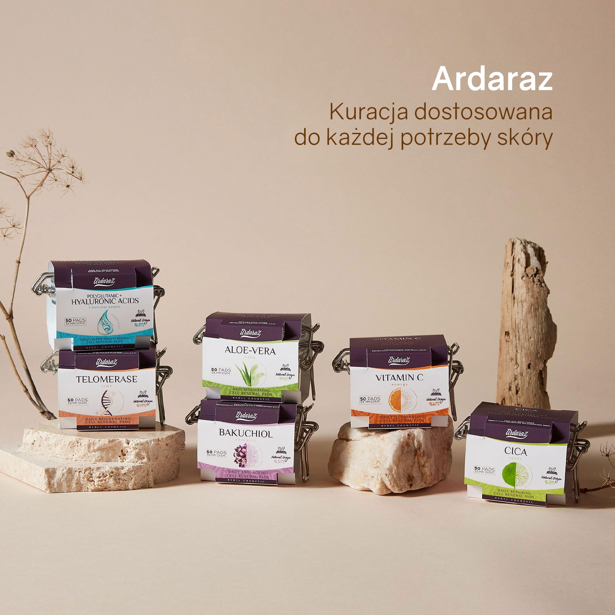 Ardaraz Płatki do odnowy komórkowej z kwasem salicylowym i bakuchiolem. Płatki nasączone łagodnym peelingiem do twarzy-Efekt wypełnienia zmarszczek. Peeling do codziennego stosowania. 50 szt