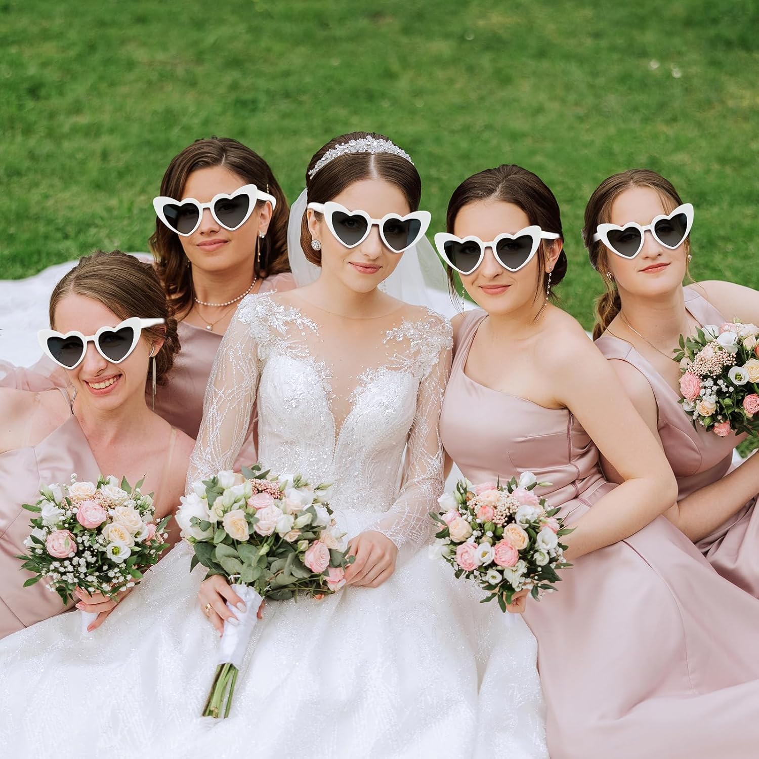 6/12/24/48 Pack Heart Sunglasses Vintage Heart Shaped Glasses Bulk Bachelorette Sunglasses for Women Wedding Party - Image 7