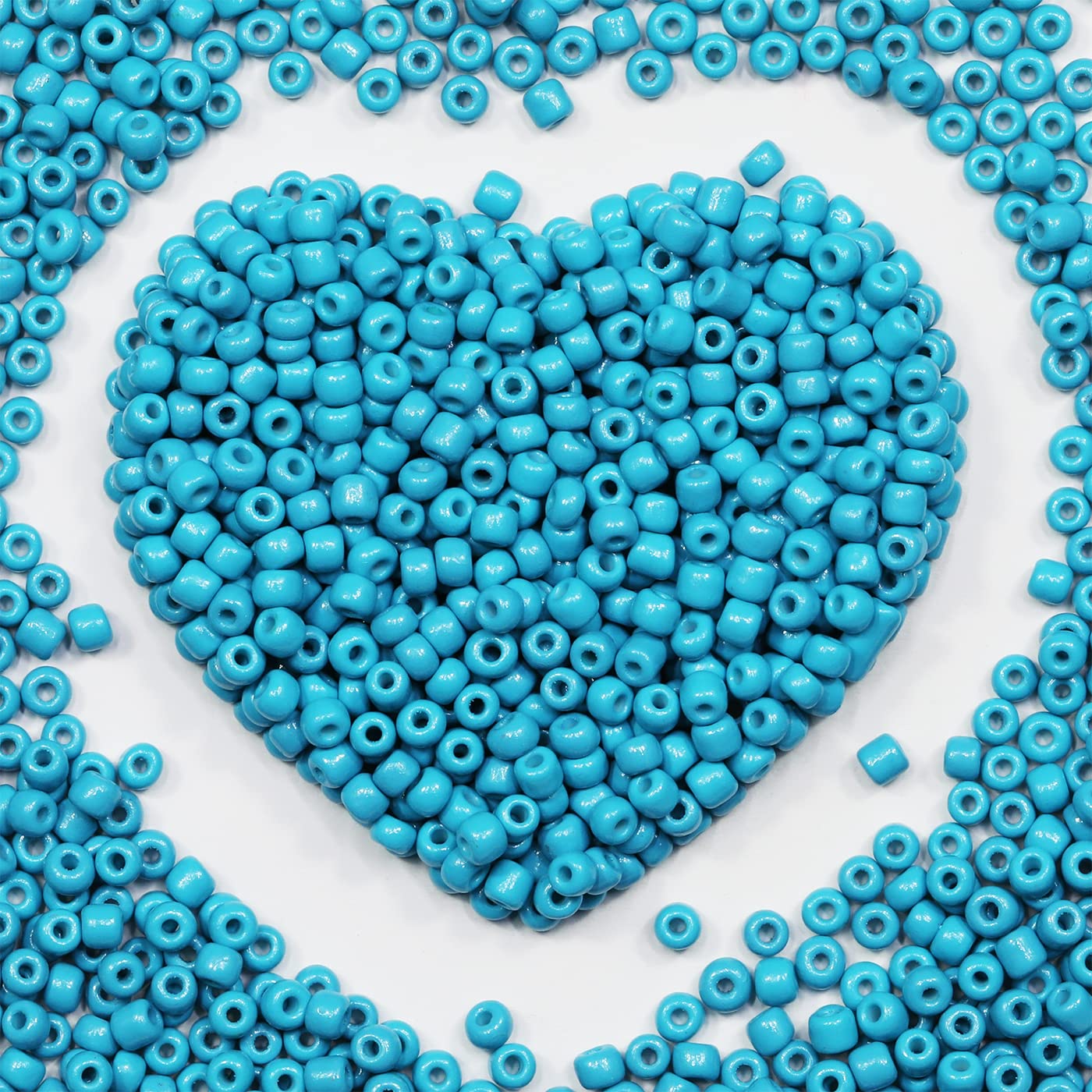 4mm Lake Blue Seed Beads About 1600pcs/110Grams in Bag,6/0 Glass Craft Beads for Making Earrings Waist Jewelry