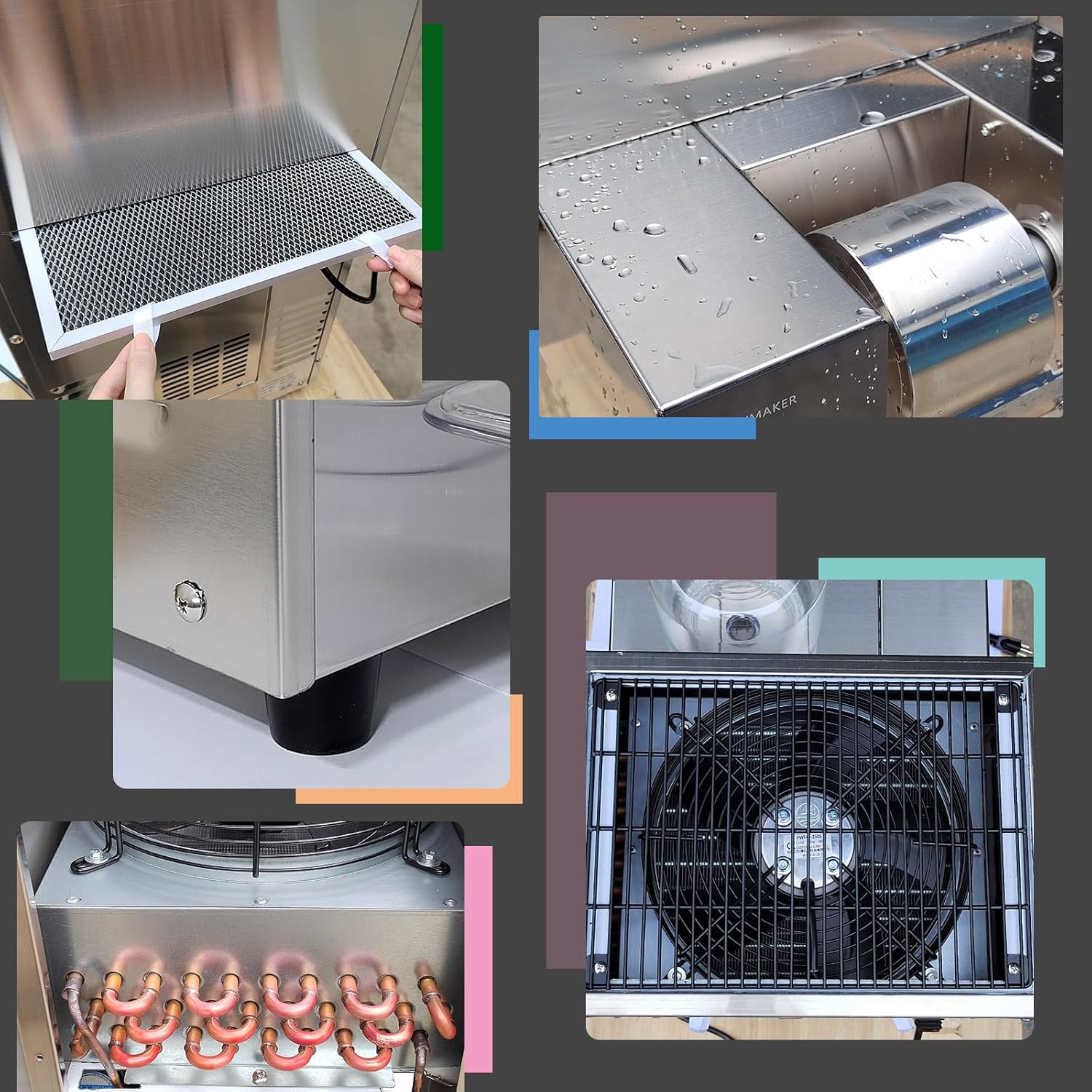 Kolice Commercial 440lbs/day Fully Automatic Snowflake Ice Machine, Snow Cone Maker, Ice Shaving Machine, Air Cooling, Quality Compressor