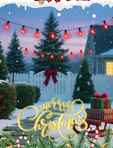 Miniatura 6 de Paquete de 50 bombillas C7 rojas de Navidad, bombillas incandescentes de cerámica de 5 W de repuesto para cadena de luces al aire libre, bombillas