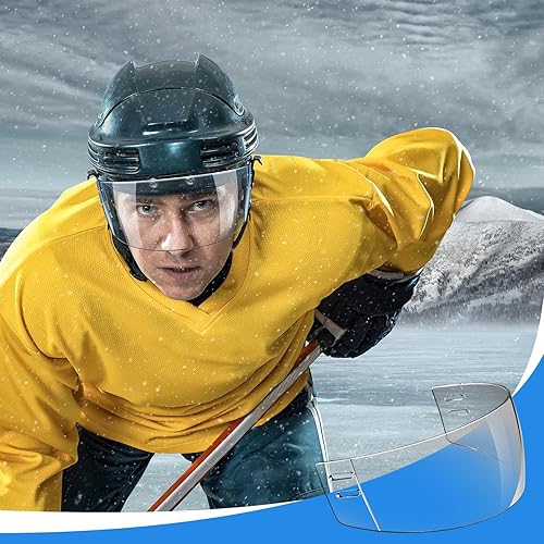 Miniatura 6 de Copkim Casco de hockey de corte recto, visera transparente, corte ventilado, anti arañazos, visera de hockey en el interior, antiniebla, casco de