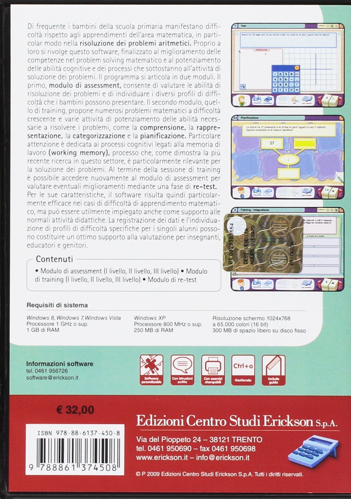 Risolvere problemi aritmetici. Test e training su comprensione, rappresentazione, categorizzazione, pianificazione e memoria. CD-ROM