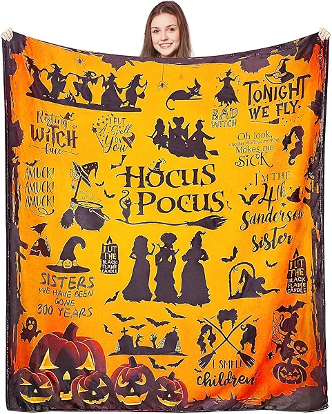 DRANSMIC Halloween Witch Blankets Halloween Throw Blanket for Women Gift Flannel Fleece Blankets for Sofa Bed Couch Chair Dorm 50x60in