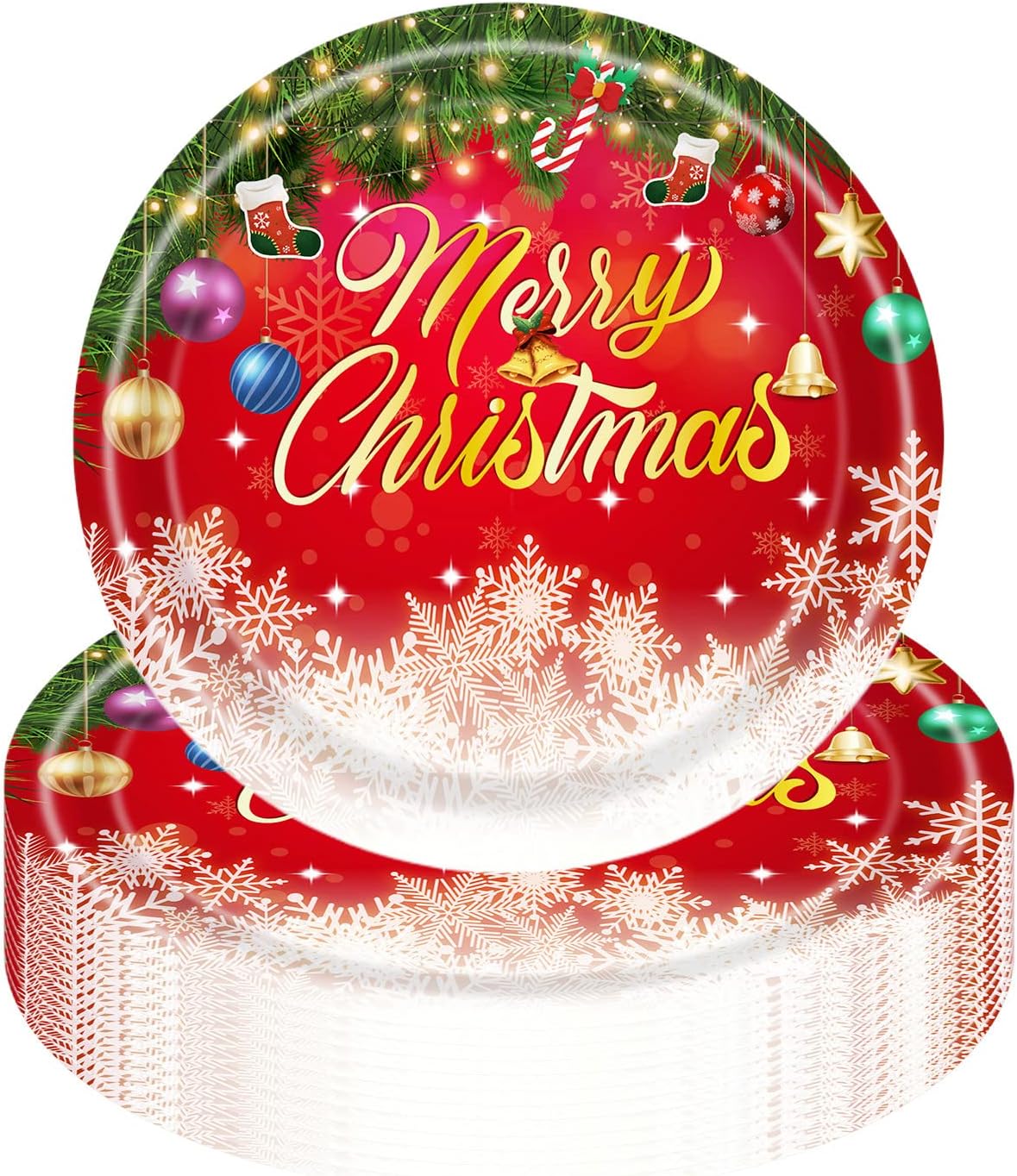 YAAVAAW 16Pcs Christmas Party Paper Plates 23cm,Merry Christmas