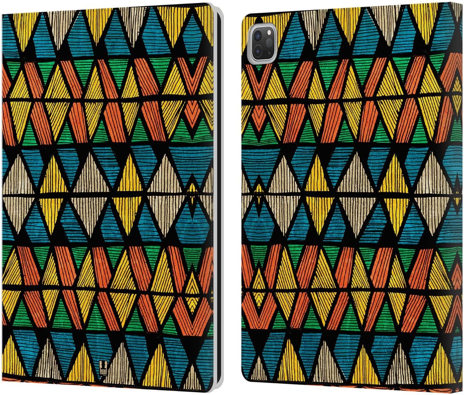 Head Case Designs Aztec Print Ethnic Line Art Leather Wallet Case Compatible with Apple iPad Pro 12.9 2020/2021/2022