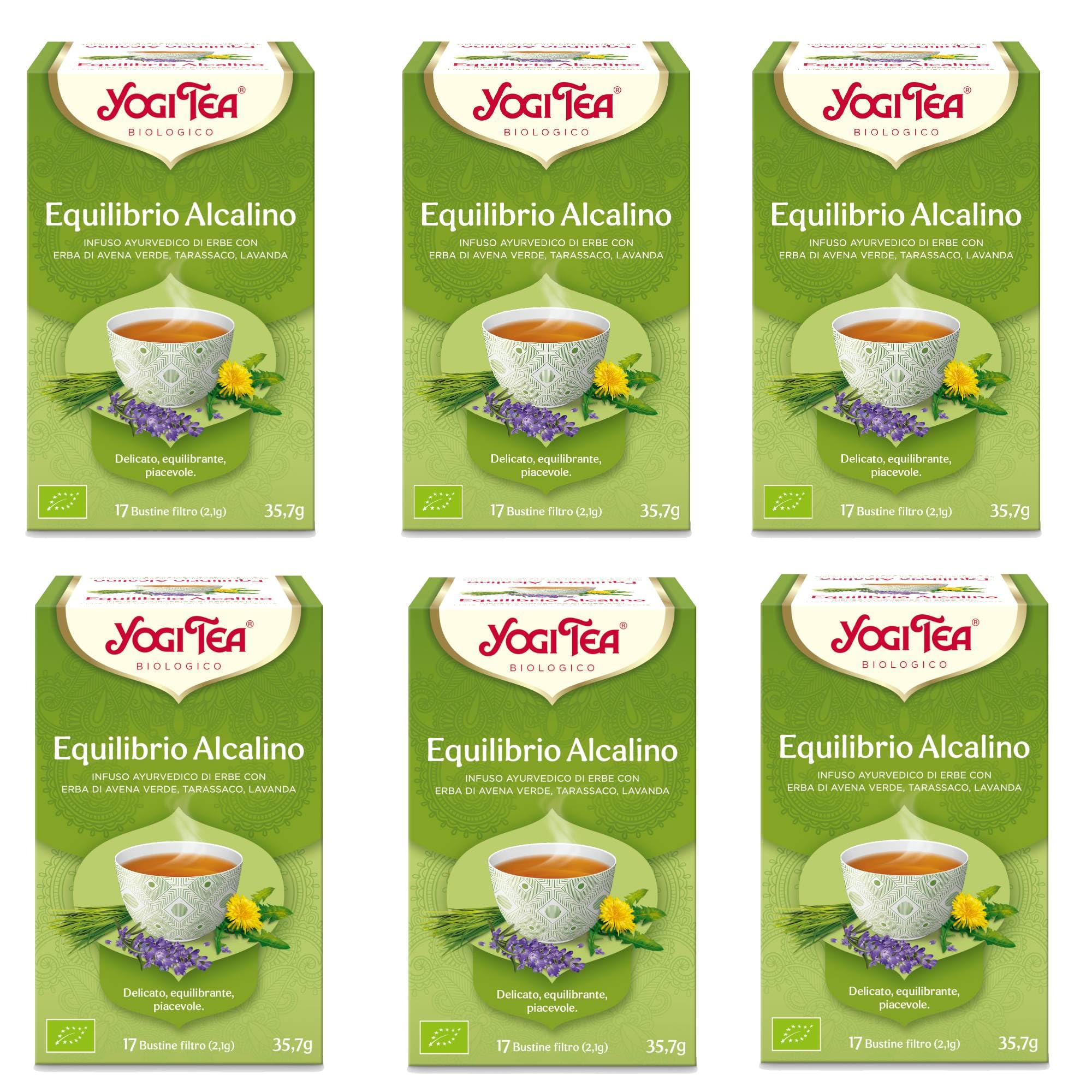 Yogi Tea Equilibrio Alcalino Bio Infusión Ayurvédica Avena Verde Diente de León Lavanda Pack 6x17 bolsitas
