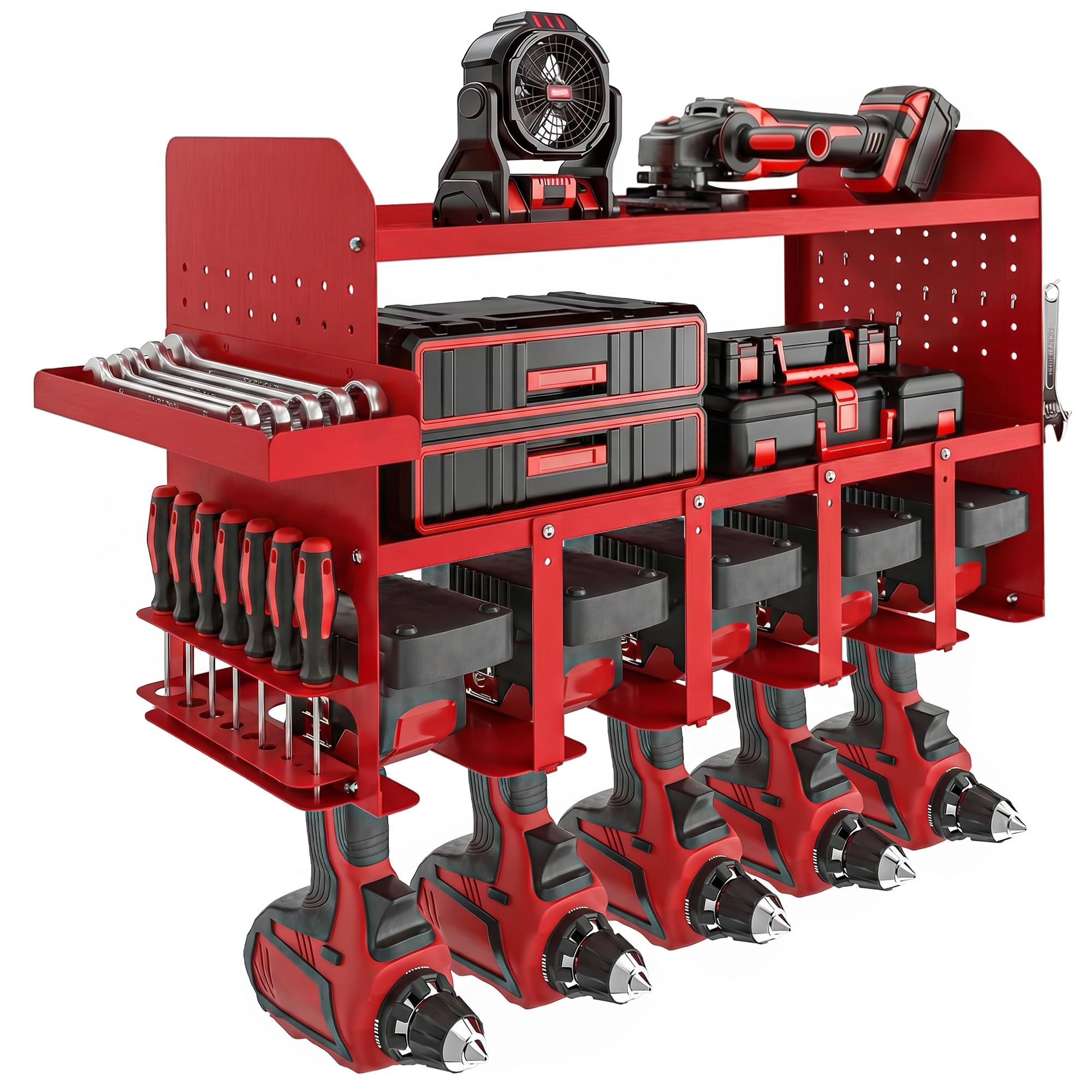 Outsunny Organisateur d'outils de Jardin électrique 2 Niveaux Rouge