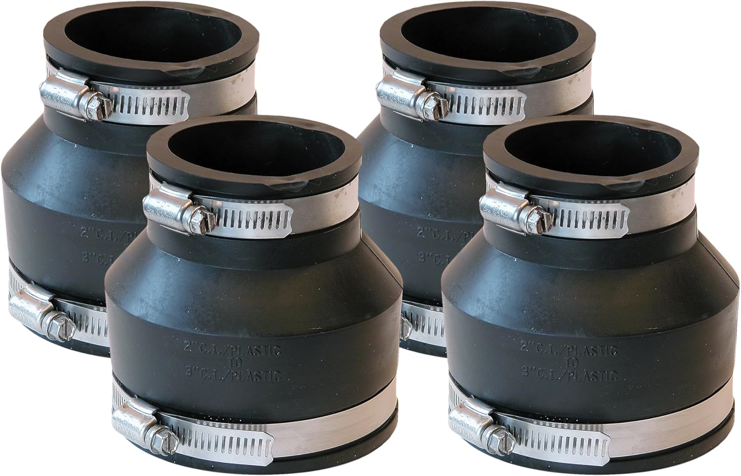 Fernco P1056-32 Flexible PVC Reducing Coupling, Connects 3" Pipe to 2"