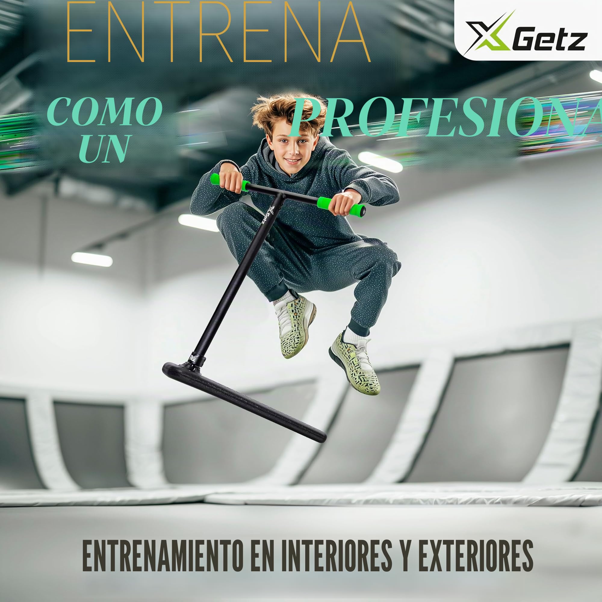 Patinete Trampolín sin Ruedas – Scooter de Trucos/Freestyle para Niños y Adolescentes – Altura Ajustable – Ultraligero – para Interior y Exterior – Desde 8 Años