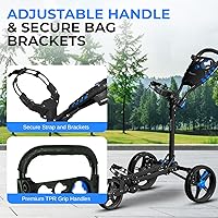 Vista 3 de SereneLife Carrito de Golf Ligero y Plegable - Carrito de Empuje de Golf Plegable de Aluminio con Mango Ajustable, Correas Elásticas para Bolsa