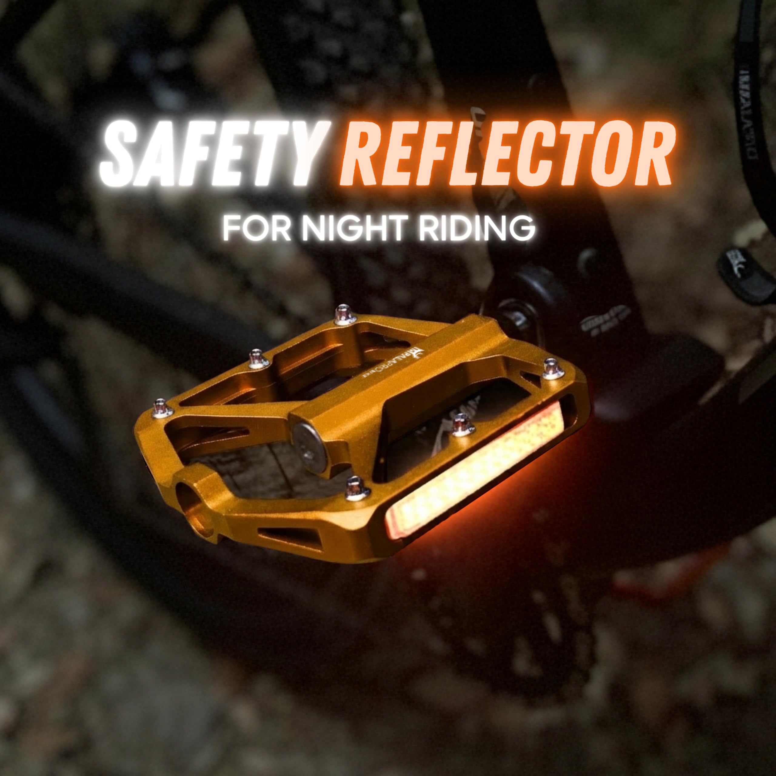 IMPALAPRO Pédales Plates Vélo en Aluminium CNC avec Réflecteurs Ultralégères 298 g – Pedale VTT Plateforme Moyenne 100×95 mm avec 12 Pins INOX Antidérapants