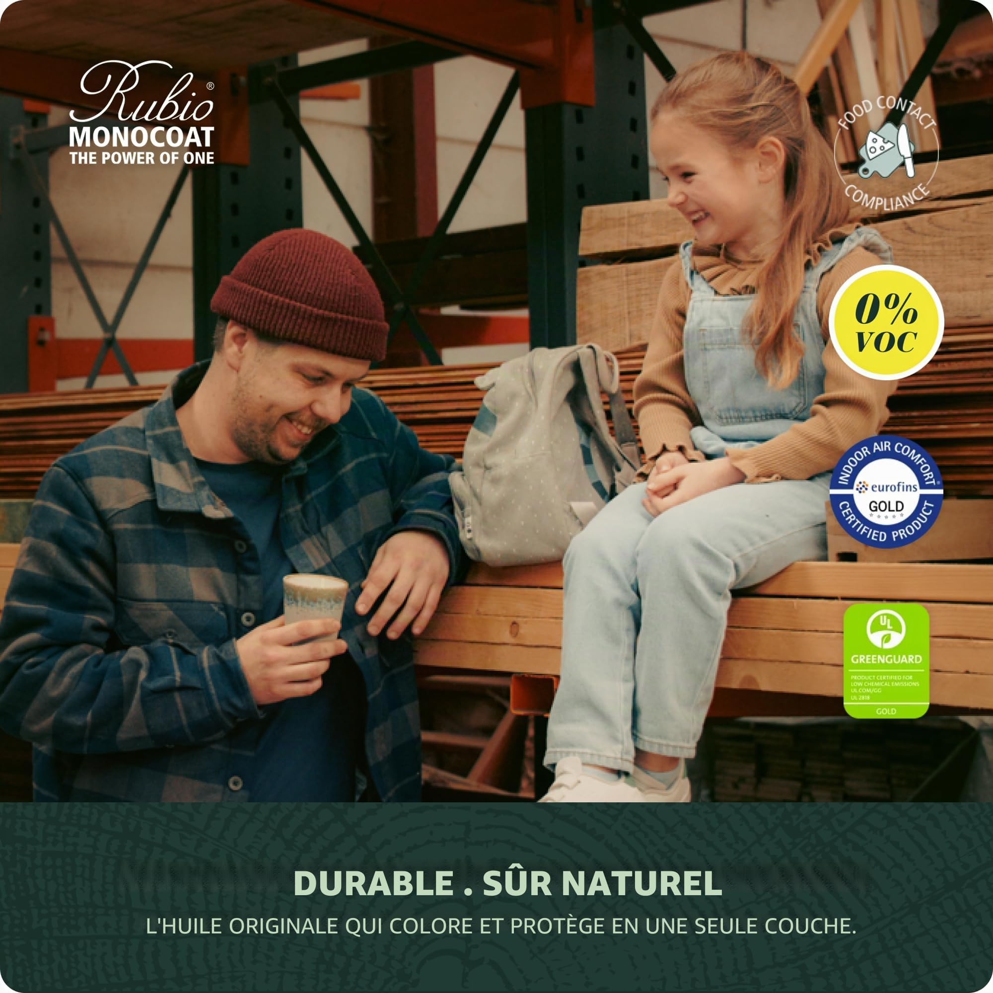 Huile pour bois Rubio Monocoat 14 m² - Pur | Oil Plus 2C | Huile de lin pour bois écologique à séchage rapide pour l'intérieur, avec accélérateur (partie B) | Protecteur | 350 ML