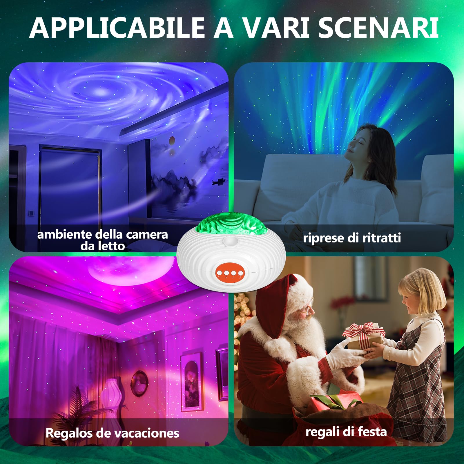 Proiettore Stelle Soffitto,Doppio Effetto Proiettore cielo Stellato Aurora e la Via Lattea con Altoparlante Bluetooth Luce Notturna con Timer/Remoto, per bambini, adulti