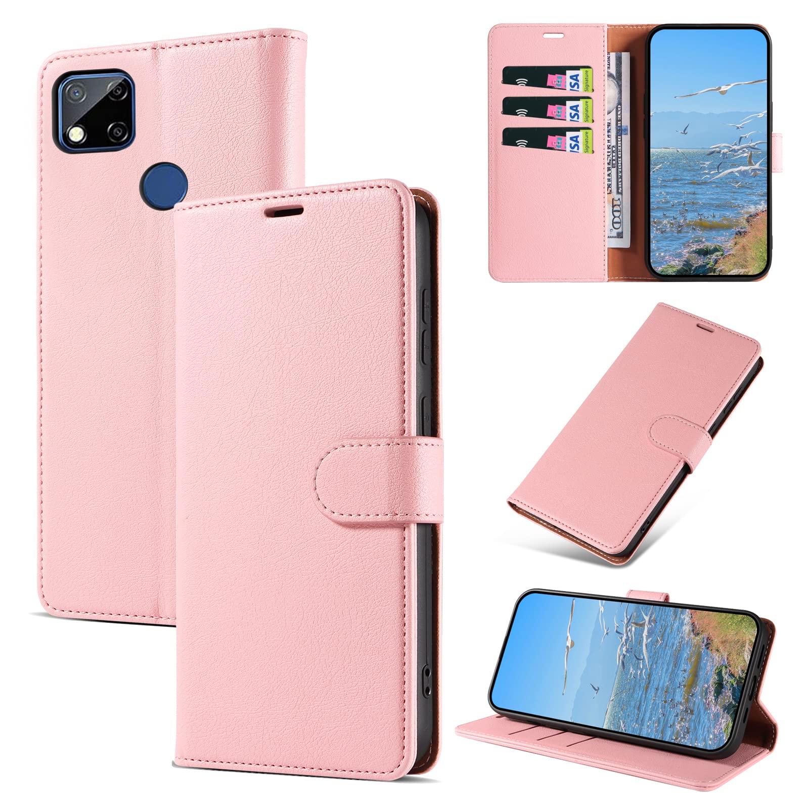 Custodia Protettiva Redmi 12C Rossa Flip Case con Supporto Stand