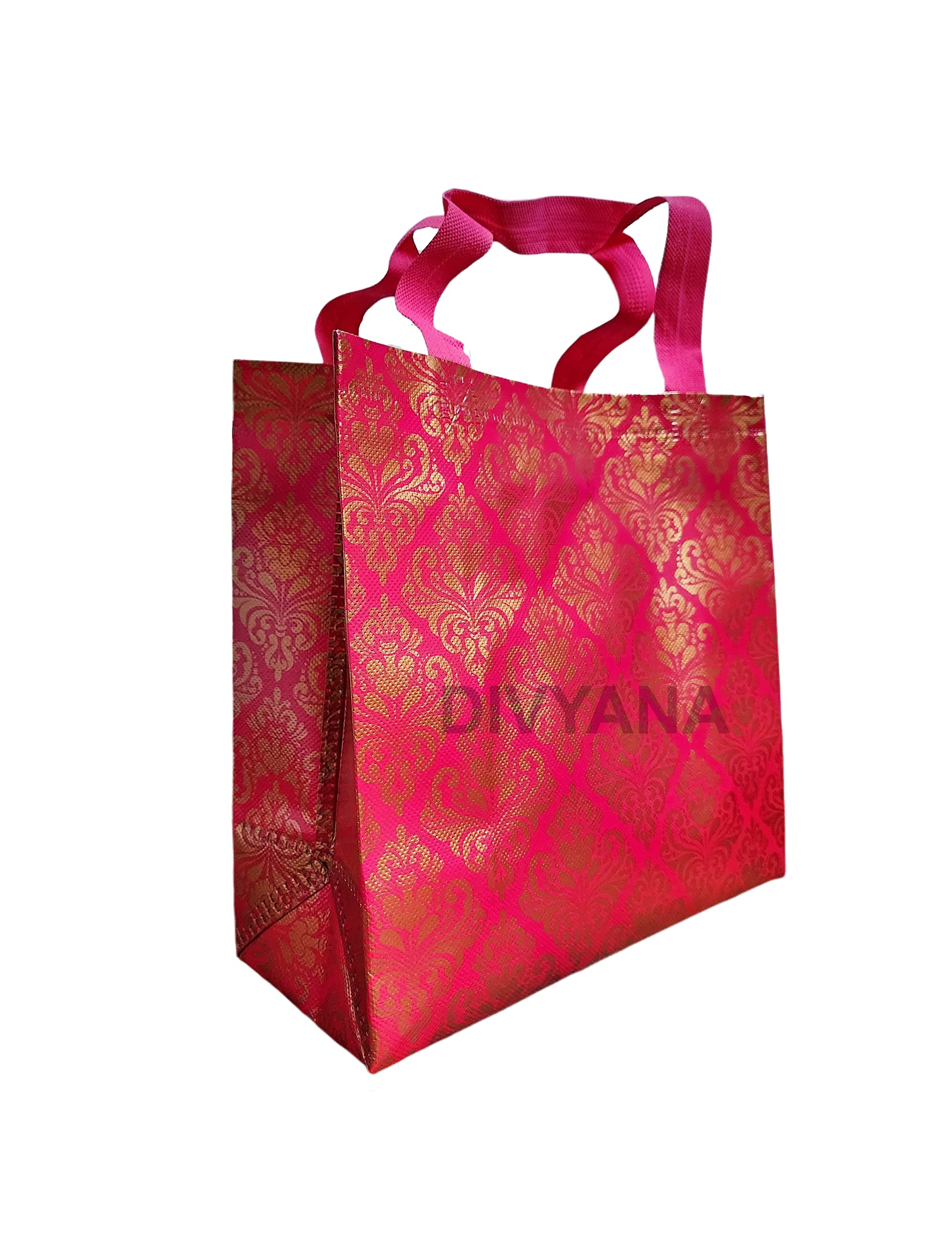 DIVYANA Beautiful Printed Gift Bags Perfect for Any Occasion, Small (24x10.5x24.5 cm), Pink, Pack of 25 Pieces (B0BTX3XHCQ) Amazon Price History, Amazon Price Tracker
