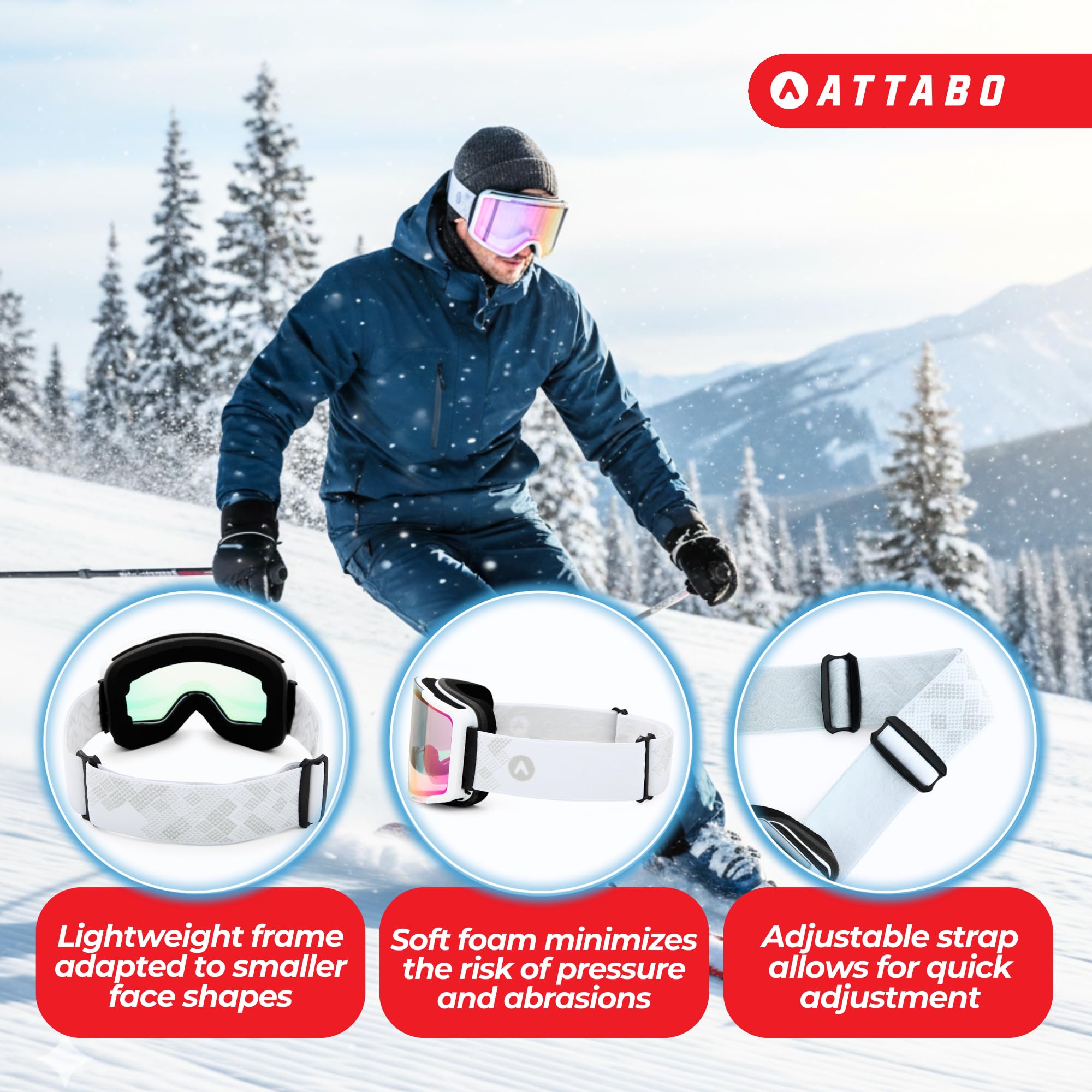 ATTABO Nanuk Pro Lunettes de ski Mixte (lot de 1)
