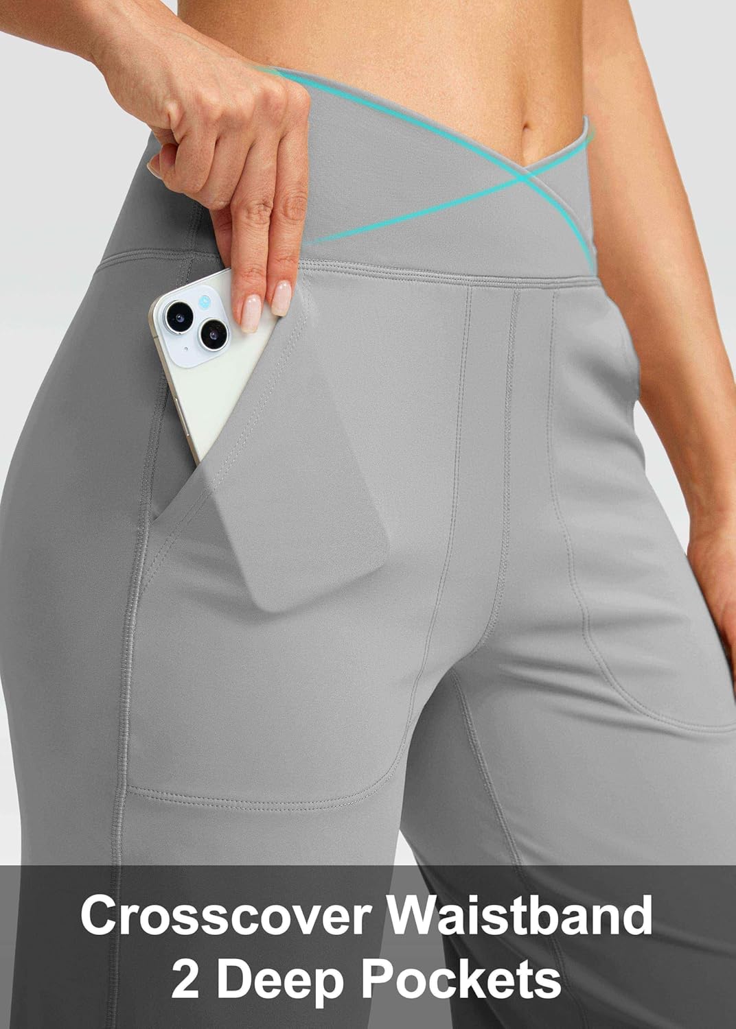 Soothfeel Wide Leg Pants Woman Yoga Pants with Pocket Crosscover High Waist Stretch Work Lounge Casual Dress Sweatpants