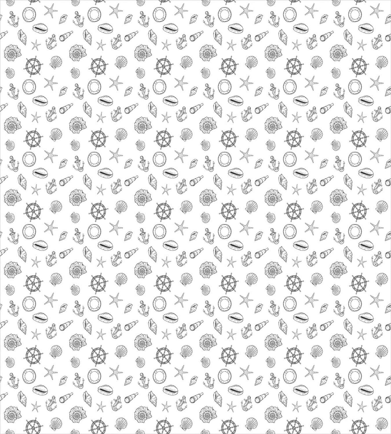 Ambesonne Sea Shells Duvet Cover Set, Hand Drawn Monochrome Nautical Elements Helm Anchor Starfish Design, Decorative 2 Piece Bedding Set with 1 Pillow Sham, Twin Size, White and Charcoal Grey