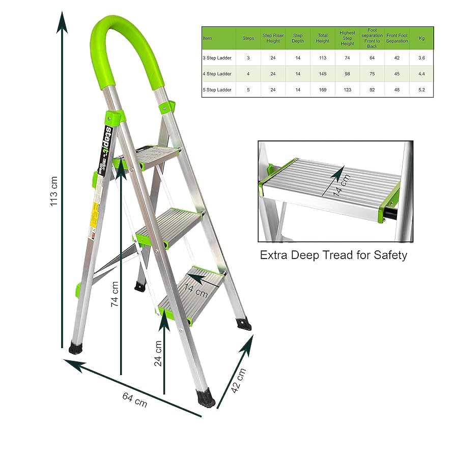 3 Step Ladder StepIt - Lightweight Folding Aluminium Three Step