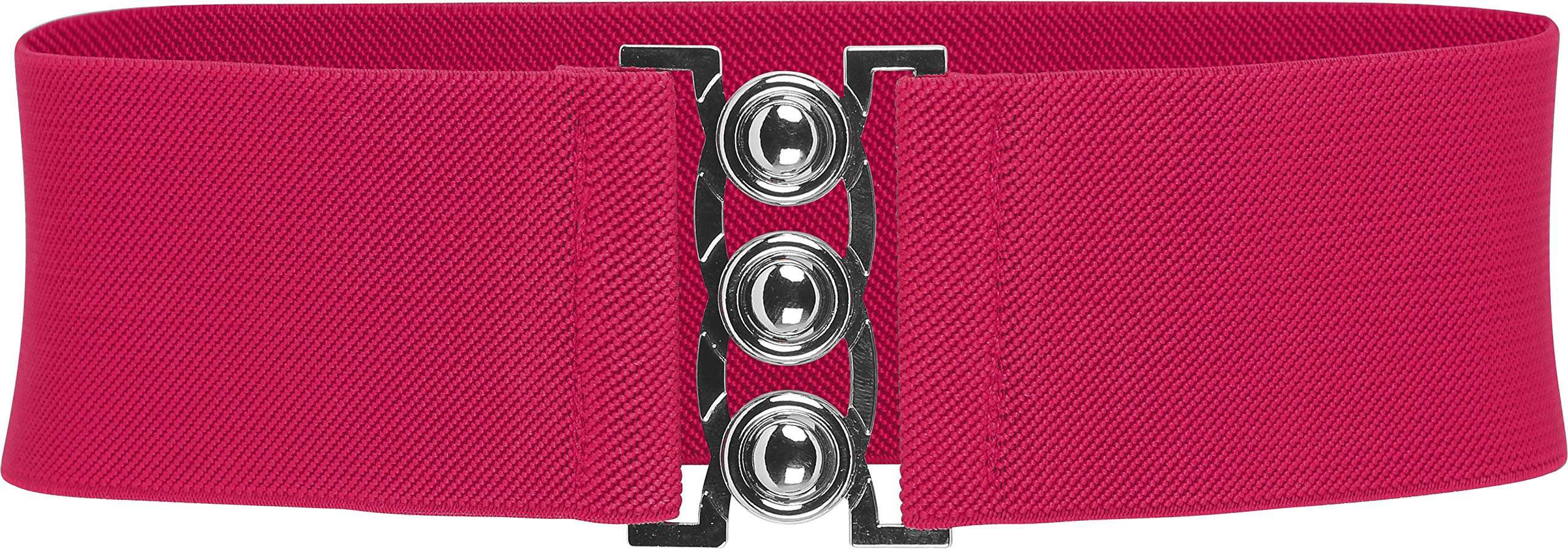 BlackButterfly Wide Elastic Waist Cinch Stretch Waistband Retro Clasp Buckle Belt (Hot Pink, XXL)