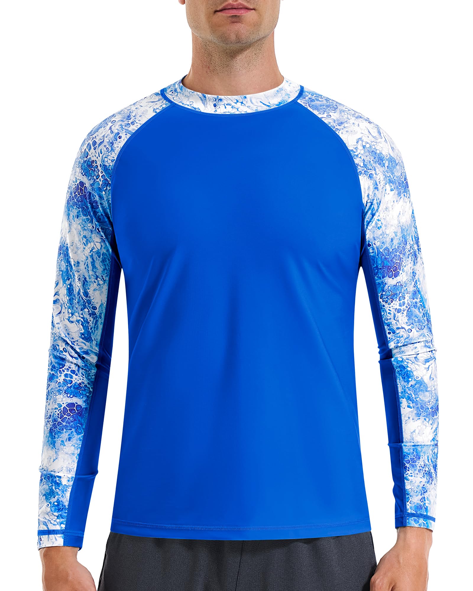 seaoyozo Men Long Sleeve Swim Shirts, UV Sun Protection Rash Guard, UPF 50+ Fishing Base Layer-picture-44