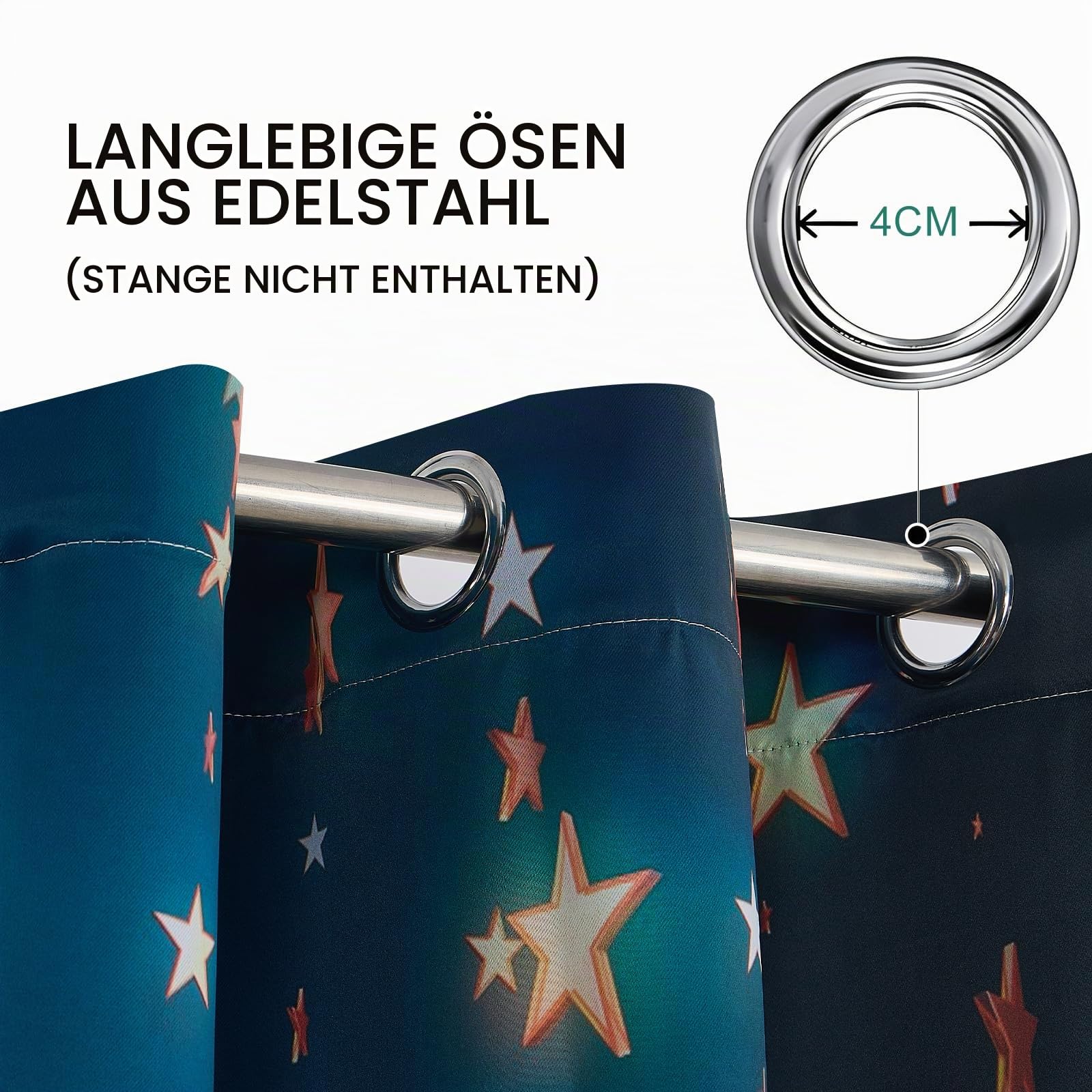 YONGFOTO Weltraum Verdunkelungsvorhänge Kinderzimmer Jungen Sterne Blau | Goldene Funkelnde Sterne Blickdicht Thermogardinen für Schlafzimmer mit Ösen 2 Paneele 140 x 229 cm