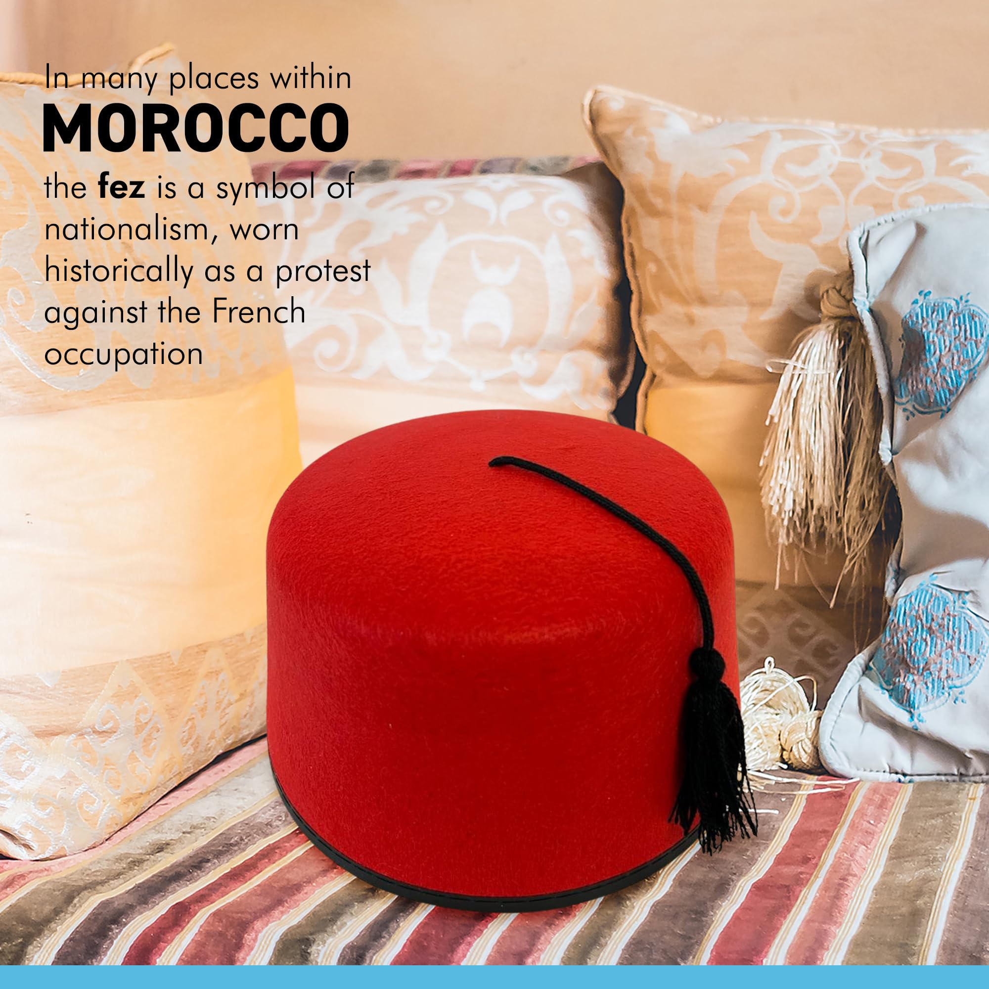 Red Moroccan Style Fez Hat With Black Tassel Turkish Ottoman