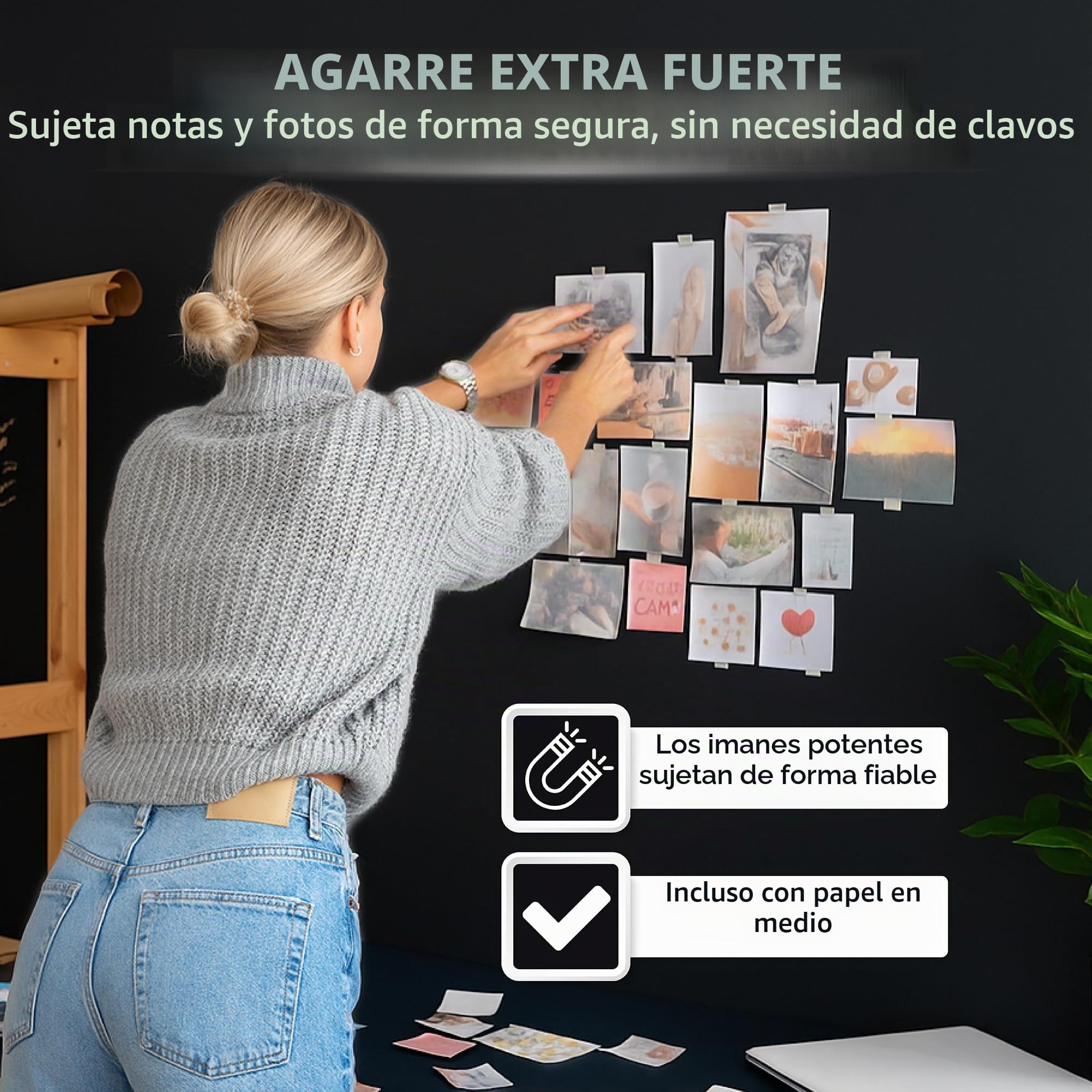 Pintura magnética extra fuerte y se puede pintar para tiza e imán (negro, 1000 ml) – Pizarra magnética para pared aprox. 3 m² – Pintura magnética adecuada para pared – Pintura de pared