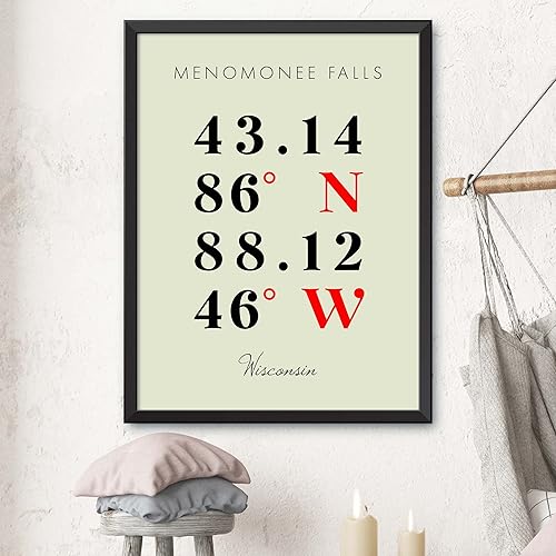 Miniatura 3 de Mapa de Menomonee Falls, Wisconsin, Coordenadas Multilíneas de Colores (12x16)