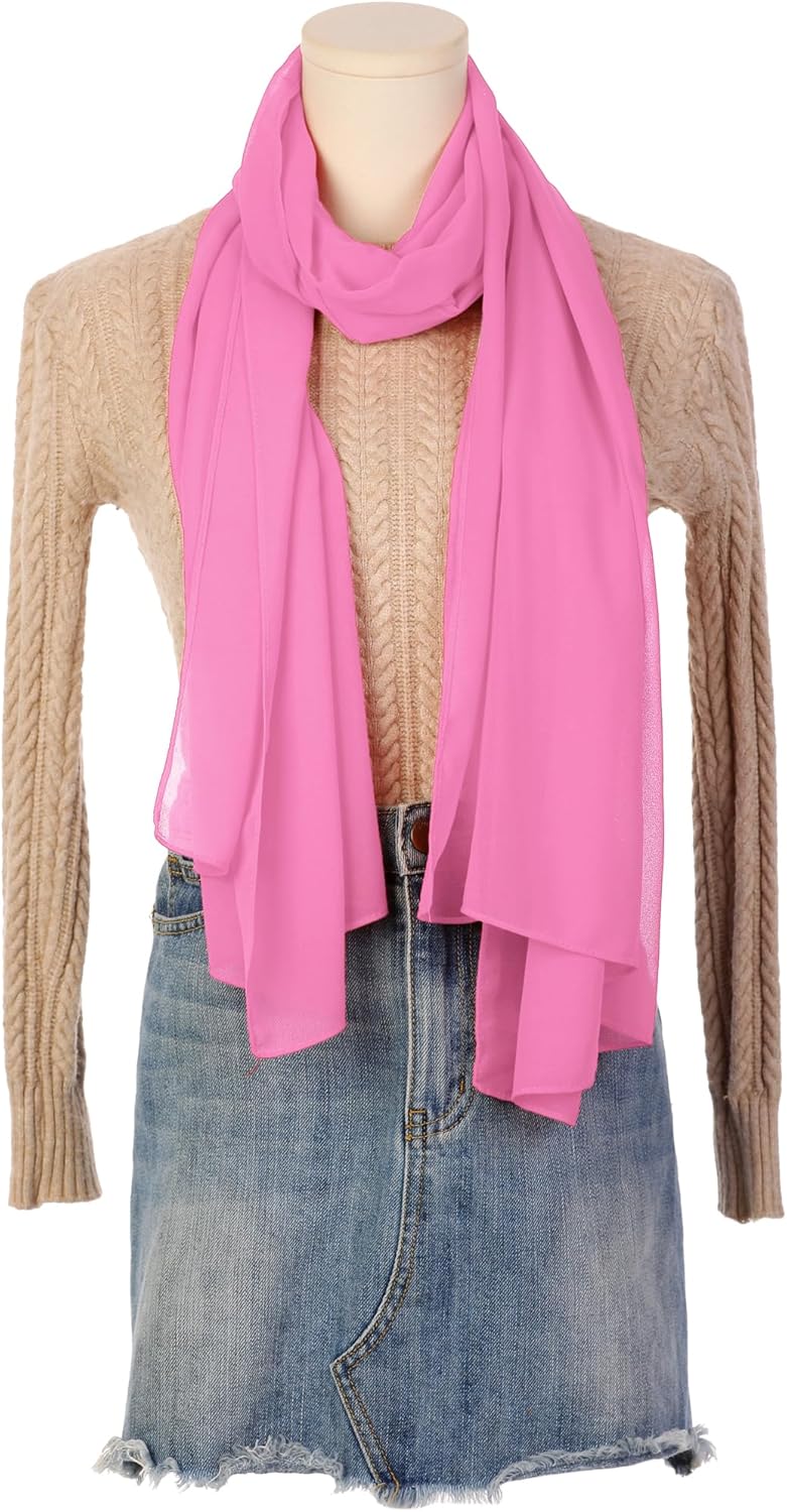 Women's Chiffon Scarf, Green, Olive Sheer Lightweight Shawl, Long Head Wrap for All Seasons - Image 2