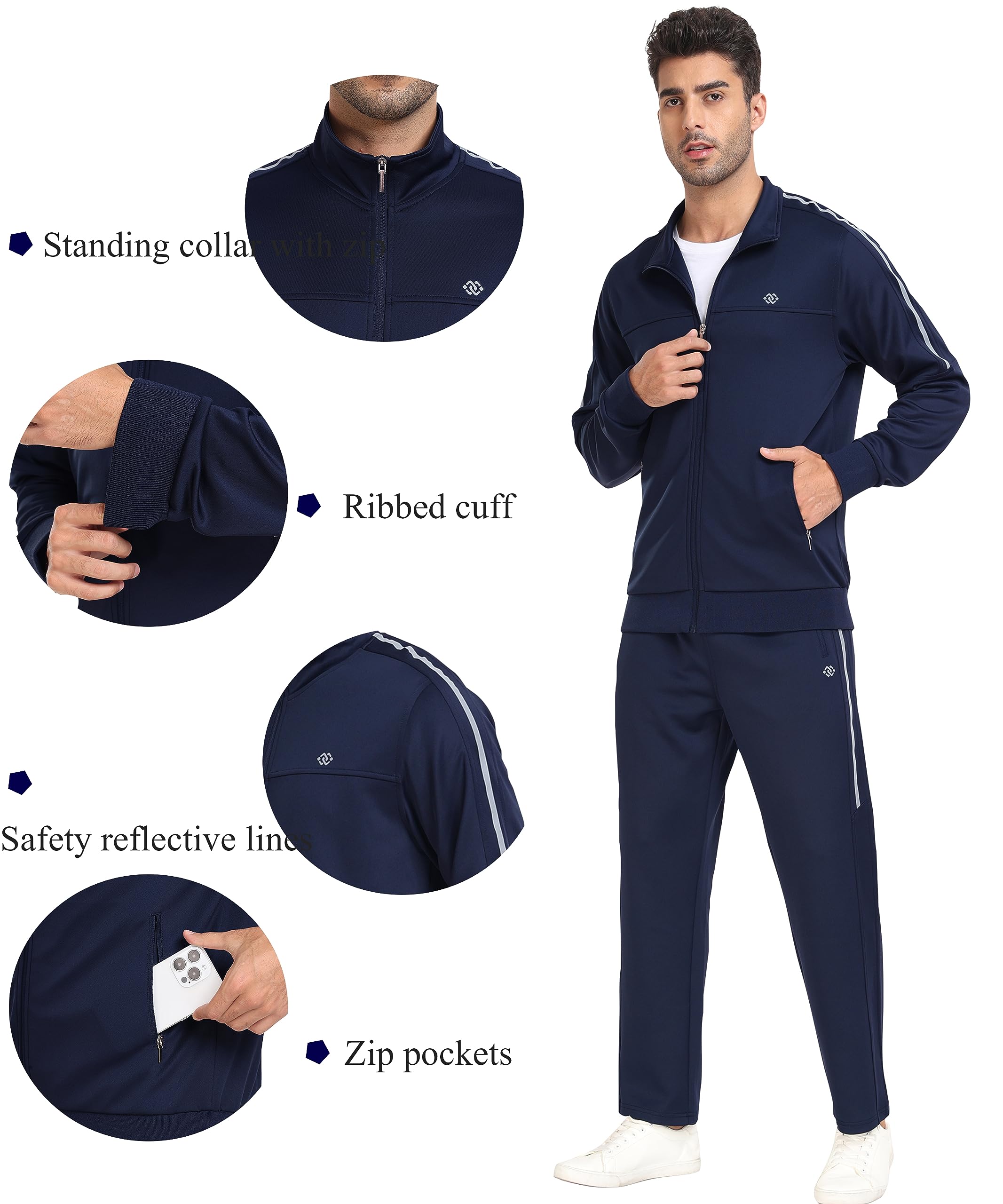MoFiz Chándal para Hombre Cálido Traje Deportivo de Cuello Alto con Cremallera para Actividades al Aire Libre
