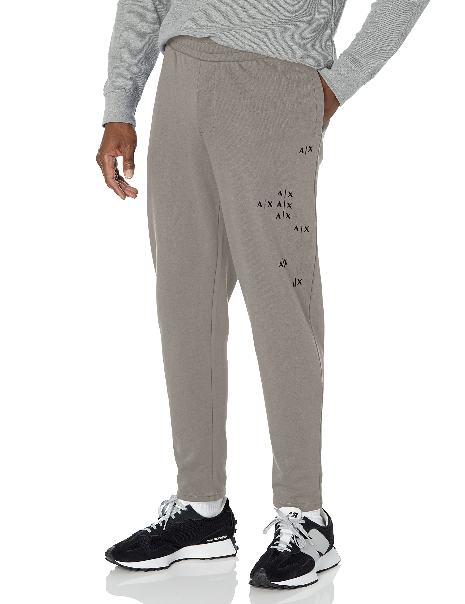 Armani Exchange Mens Falling Logo Elastic Waistband Trousers