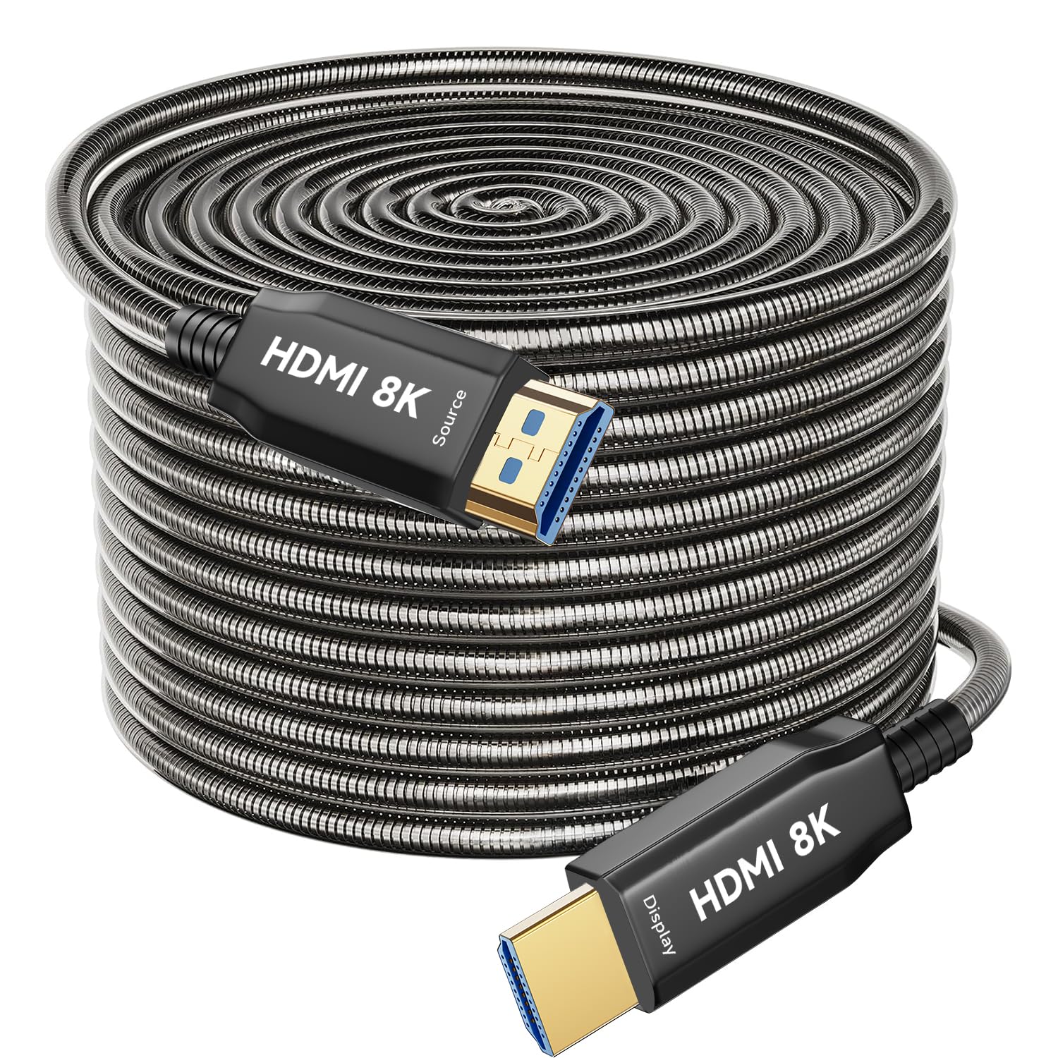 Cable de fibra óptica 8K HDMI 90M blindaje de acero óptico HDMI AOC 2.1 cable 48Gbps Ultra High Speed 8K @60Hz 4K @120Hz Dynamic HDR eARC Dolby HDCP 2.2&2.3 para HDTV/proyector/cine en casa/TV Box