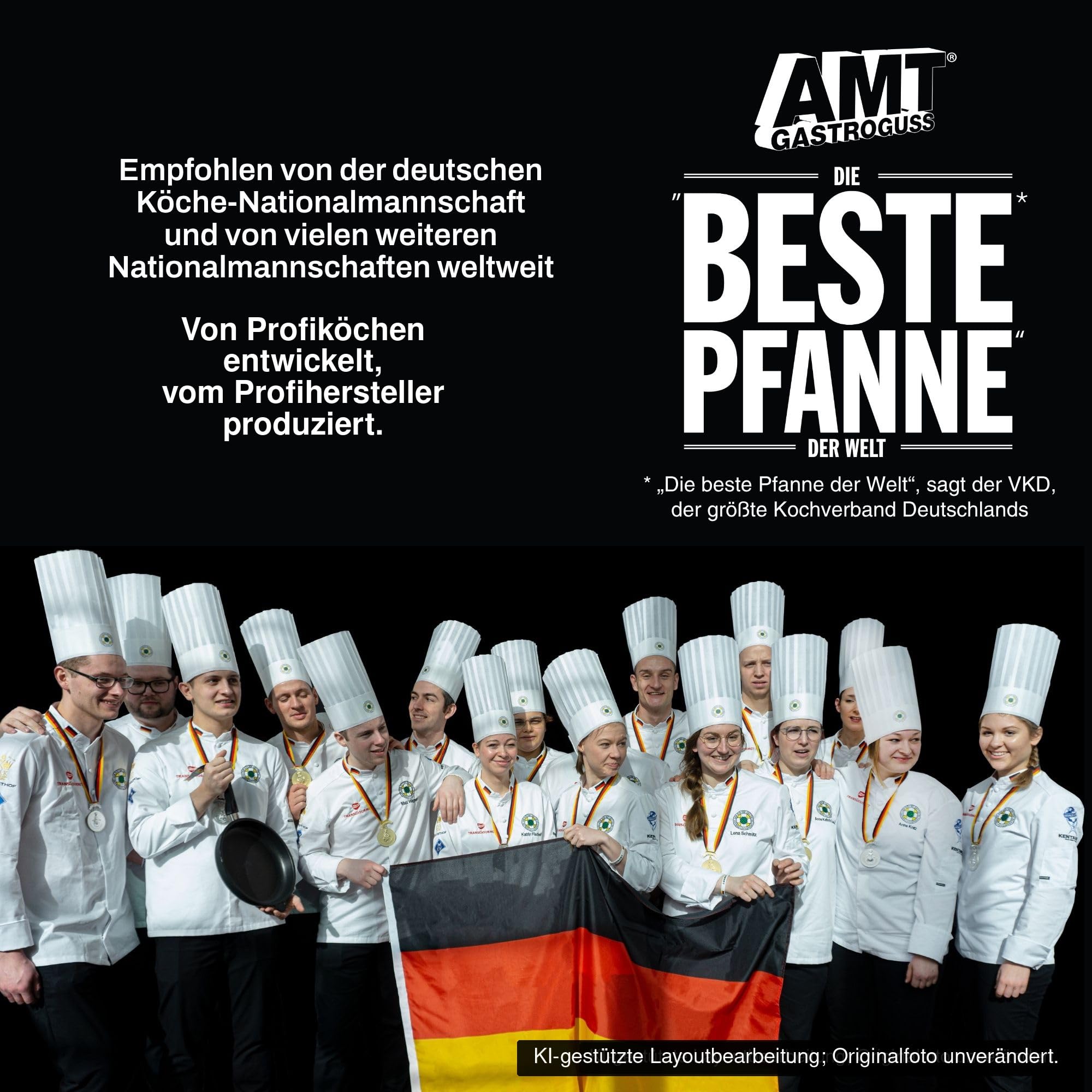 AMT Gastroguss Bratpfanne 28 cm Ø Schwenkpfanne 4 cm hoch, fester Stiel, nicht induktionsgeeignet, Lotan® Antihaft-Veredelung, Gusspfanne (Aluguss), AMZN-428