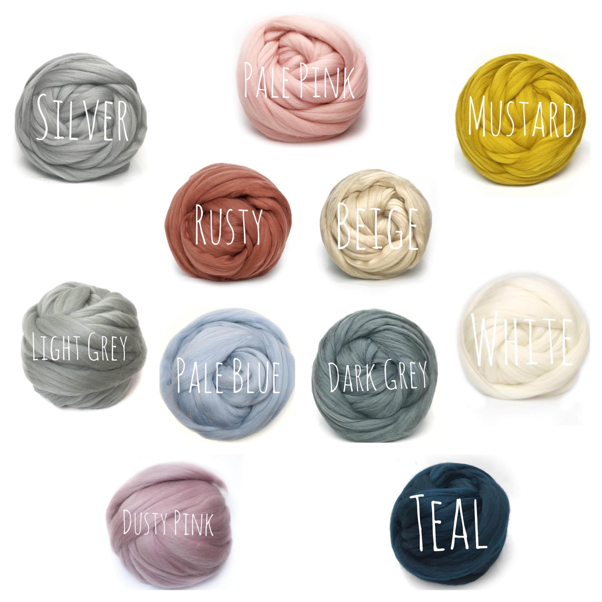 Colorful Passions Merino Wool - for arm Knitting Chunky Blanket Weaving Felting Jumbo Yarn Giant Wool Soft (Beige, 100g (0.22lb)) - Image 4