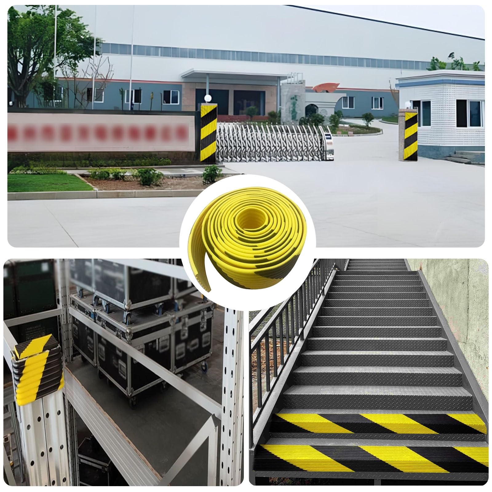 Paraspigoli Muro, Giallo Nero NBR Para Spigoli, Autoadesivo 20 cm di Larghezza Paraspigoli per Garage per Rack, Mobili, Parcheggio