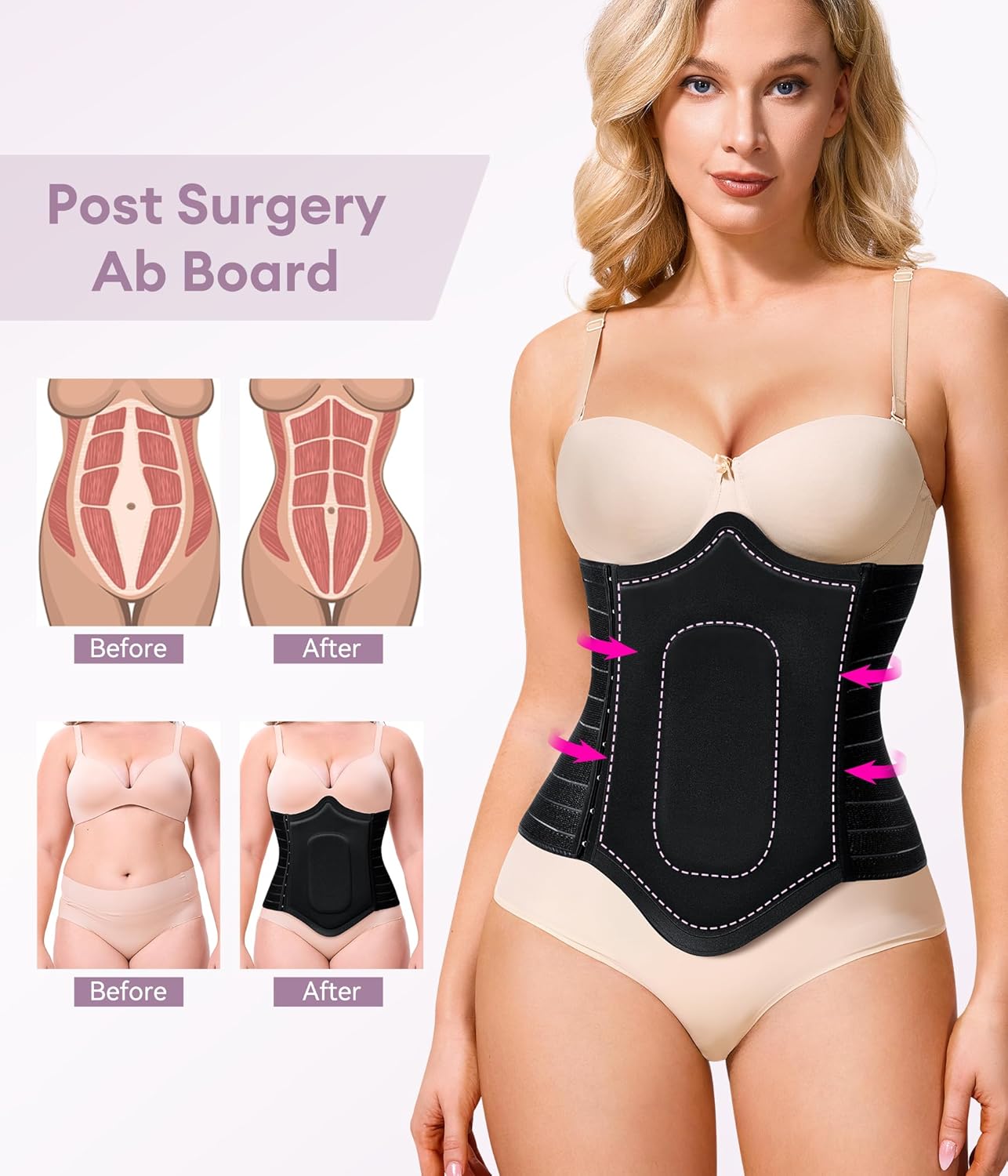 YERKOAD 360 Lipo Foam Post Surgery Ab Board Breathable Tummy Tuck Recovery Waist Cincher Abdominal Compression Board - Image 4