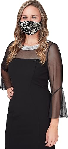 Miniatura 4 de Alex Evenings Vestido recto corto de talla grande para mujer con detalle de ilusión adornado