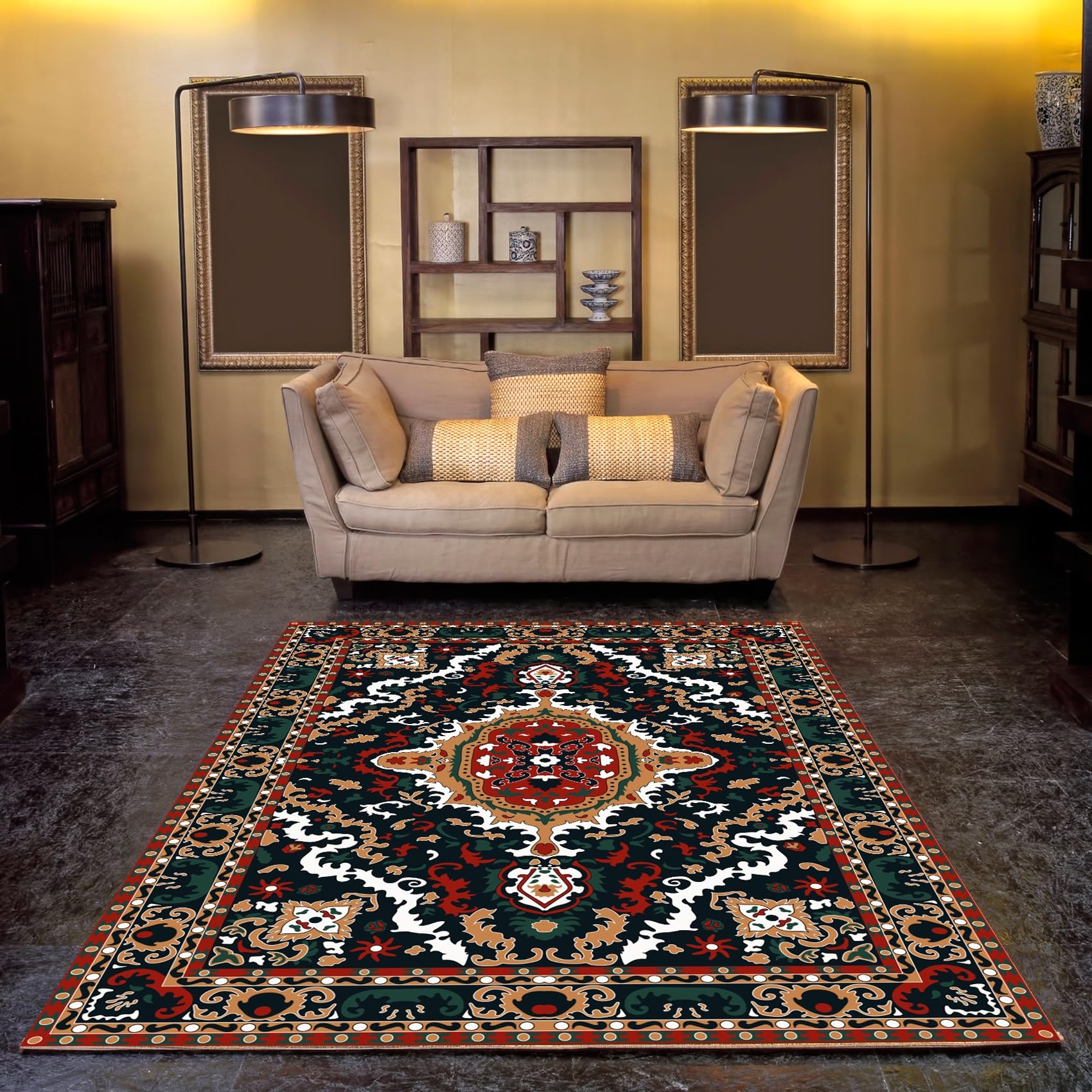 Passatoia Antimacchia 50 x 260 cm Facile da Pulire e Realizzata Pezzi Tappeti Cucina con Fondo Antiscivolo per Interni ed Esterni, Verde