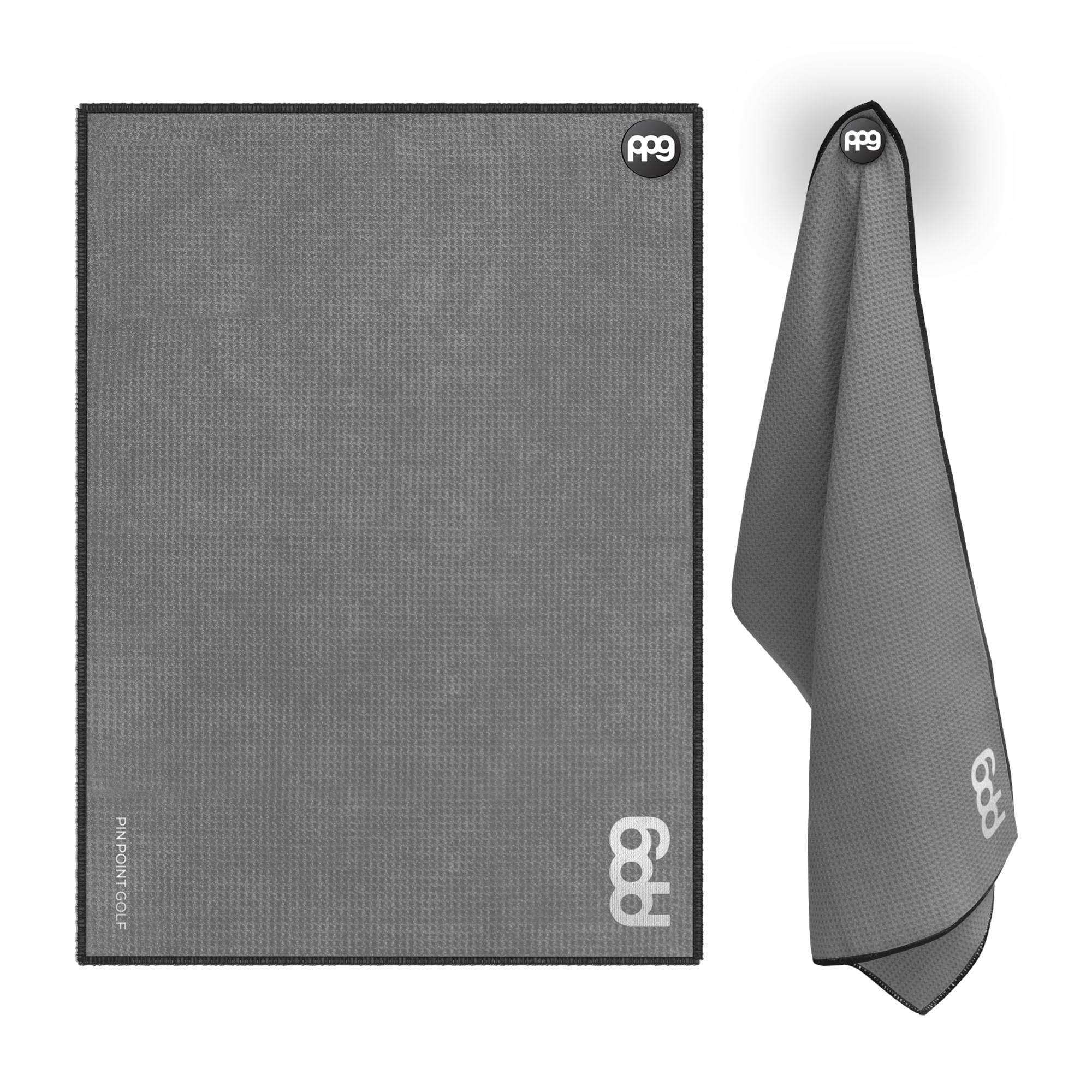 PPG - Toalla de golf magnética, color gris oscuro, toalla de golf de microfibra de alta calidad con bolsillos absorbentes de gofre, imán fuerte para una fuerte conexión a carritos de golf o palos | 24