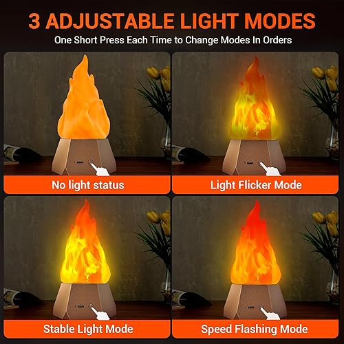 Miniatura 2 de Ollcuz Luces LED de llama, velas sin llama, batería recargable, fuego falso con llama parpadeante, luz nocturna LED para dormitorio de niños, al