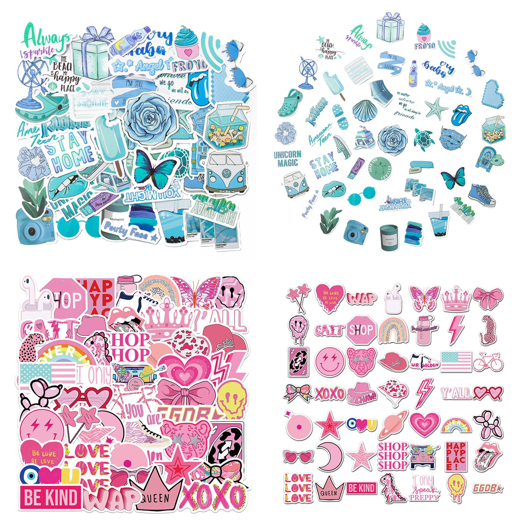 Maigo 100pcs Preppy Stickers Blue And Pink Aesthetic Stickers