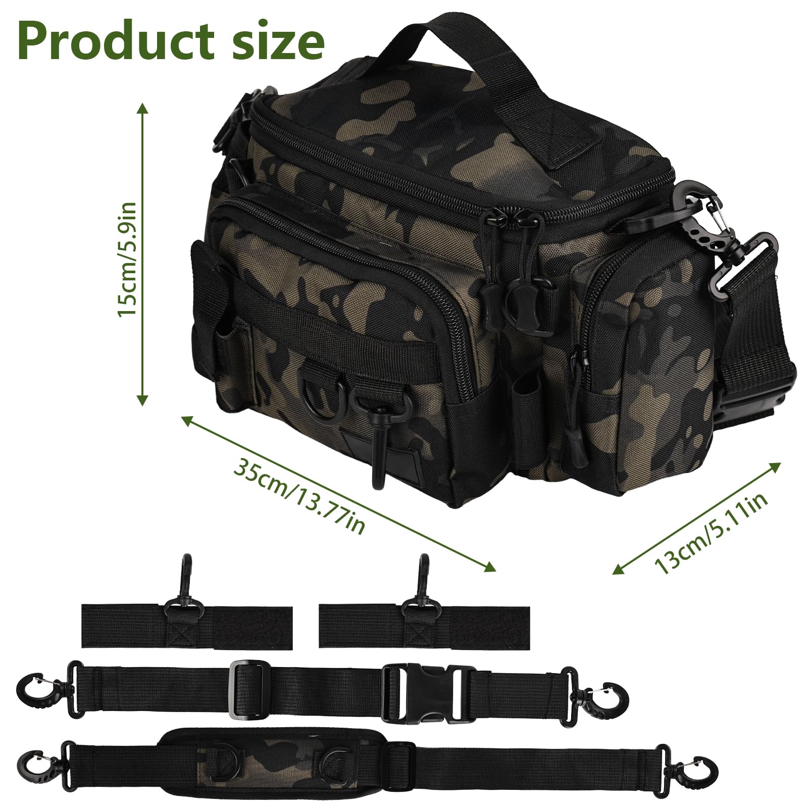 Angeltasche Angelausrüstungstasche Angelgerätetasche Angelkoffer Forellen Tasche Angeln mit gepolstertem Schultergurt und Tragegriffe Anglertasche für Angeln Wandern Jagd Camping Reisen Kommt