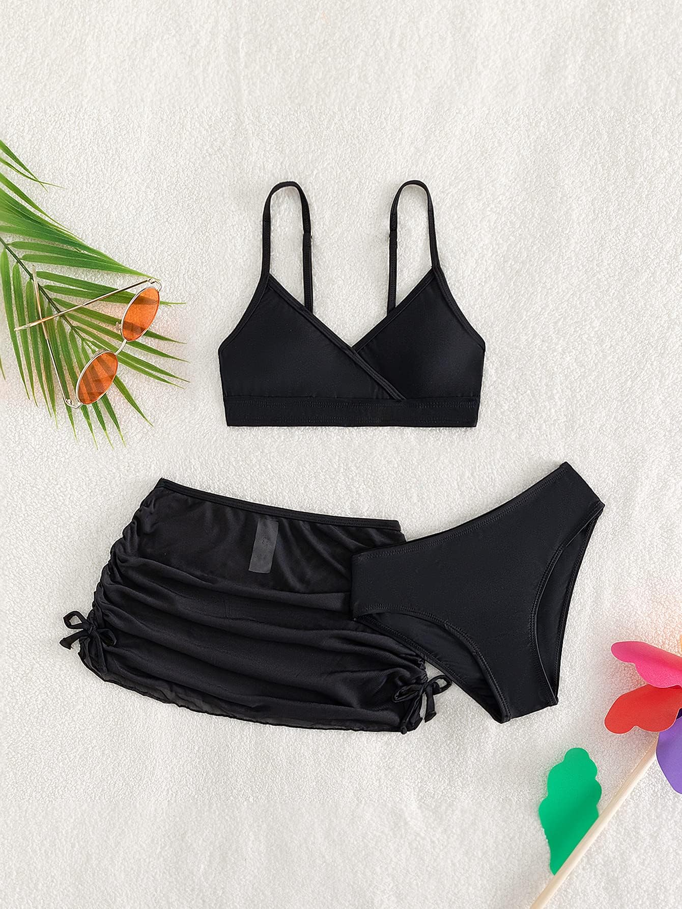 Verdusa Girl's 3 Piece Bikini Swimwear Cute Swimsuits Bathing Suit High