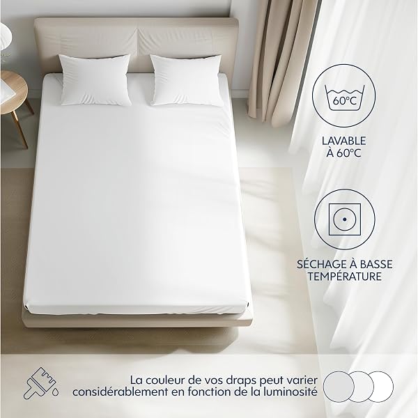 Dreamzie Drap Housse 160x200 cm, Jersey 100% Coton Premium, Hauteur De Matelas Jusqu'à 27 cm, Hypoallergénique, Oeko-Tex, Blanc - 5