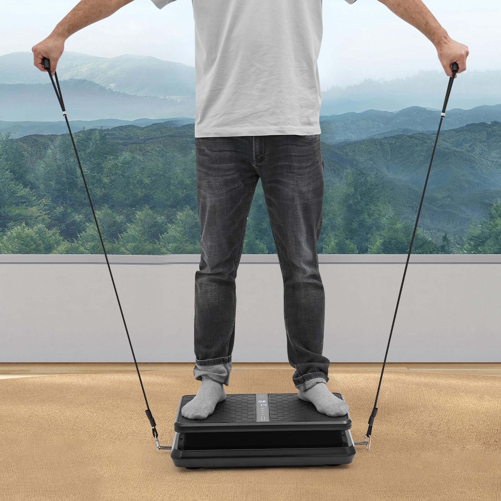 Płyta wibracyjna | płyta wibracyjna do treningu całego ciała | silnik 200 W | 1-99 stopni prędkości | nośność 150 kg | pilot zdalnego sterowania | w zestawie taśmy oporowe