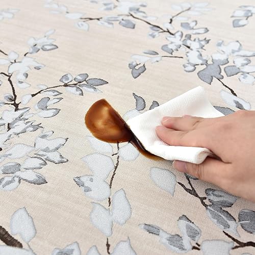 Miniatura 5 de Mantel de vinilo rectangular lavable a prueba de aceite, impermeable, de PVC, para cocina, marrón, rosa, 54 x 78 pulgadas