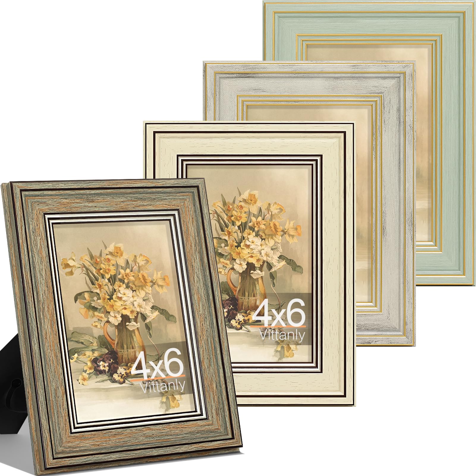 Vittanly 4x6 Picture Frames Set of 4 Multicolour